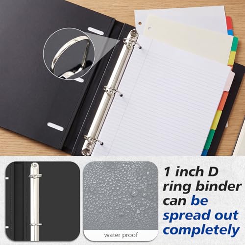 Henoyso 6 Pack 1 Inch Telescoping 3 Ring Binder Bulk, Expandable D Ring Binder with Telescoping Spine for Flexible File Storage, Holds 8.5"x11" Paper, for Office, School & Home Use(Black) - color: Black