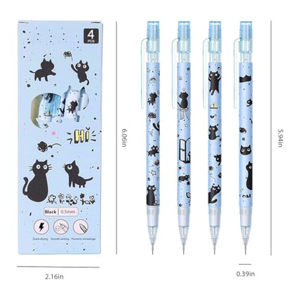 4 Pcs Cat Mechanical Pencils Cute 0.5mm Mechanical Pencil Kawaii Pencils School Pencil for Students Women Office School Suppies