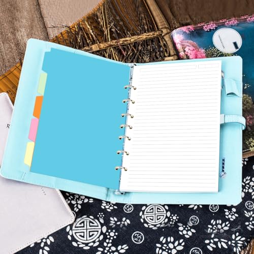 7-Hole Lined Paper Refills for Mini Binder - 100 Sheets/200 Pages 7 Ring Loose Leaf Lined Paper with Binder Dividers, 5.8" x 8.5" - style: 7-Hole/Desk Size 4