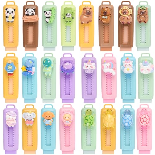 24 Pcs Cute Retractable Eraser for Pencils Cute School Supplies Kawaii Erasers for Kids Fun Cartoon Erasers Back to School Supplies Kid Party Favors Gift (Style 1) - color: Style 1