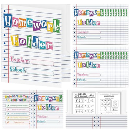 Eaasty 24 Pcs Homework Folders Back to School Take Home Folders Composition Notebook 2 Pocket Organanizer Student Homework Paper File Folder for Classroom Classwork Office School Teachers Educational