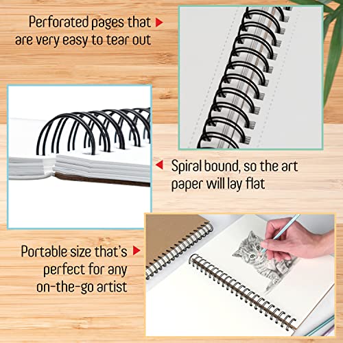 Mixed Media Sketchbook 8.11” x 8.5” | Spiral Bound Sketch Pad With Thick, Heavyweight Paper, 200 GSM, 120 LBS | Art Sketch Book For All Wet & Dry Media - Watercolor, Paint, Pencils, Charcoal, Pens |