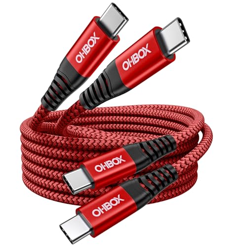 USB C to USB C Cable 60W [2Pack 3FT], USB Type C Fast Charging Cable for Car Durable Braided iPhone USB-C Cable USBC to USBC Cord for iPhone 17/16/15/Pro Max/Plus, Samsung Galaxy S23 and More-Red - color: Red, size: 3FT, style: USB C to USB C