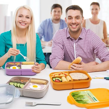 Itopor Bento Box for Kids & Adults, Lunch Box 46 oz, Sage Green | Wheat straw material, BPA-free, leakproof, 3 compartments, microwave & dishwasher safe, for school, office & travel - color: Sage Green