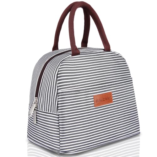 BALORAY Lunch Bag for Women Men Insulated Lunch Box for Adult Reusable Lunch Tote Bag for Work, Picnic or Travel(Black White Stripes) - color: Black white stripes, size: M