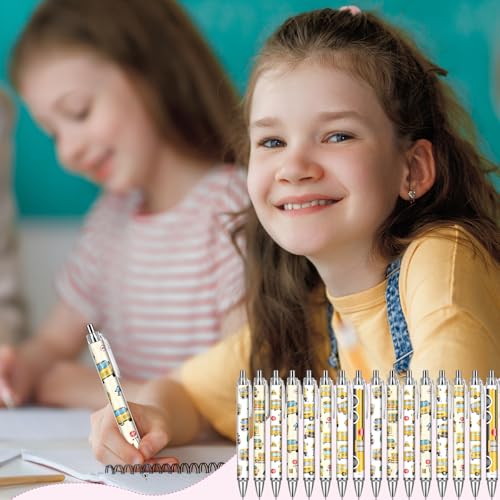 School Bus Ballpoint Pens - 24 Pcs Driver Appreciation Gifts Set Work Motivational Supplies Retractable Black Ink Ball Point Pen Fine Favors for Driver Teacher Students Office Essentials - style: Bus