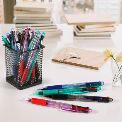 120 Pieces Basic MultiColor Pen in One 4-Color Retractable Ballpoint Pens 0.7mm Smooth Shuttle Pens For Adults Students Nurses Teacher Party Favors Goody Bag Stuffers Carnival Prizes (120)