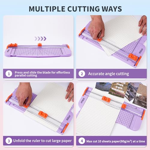 A4 Purple Paper Cutter Slider 12 Inch Titanium Straight Paper Trimmer, Paper Cutter for Classroom Scrapbooking Cutter, Papercraft Supplies - color: Purple