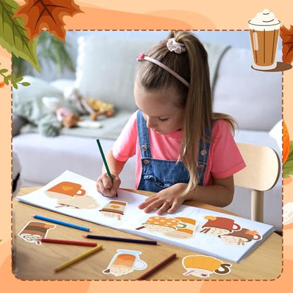 Xqumoi 30 Pack Fall Coffee Cup Sticky Notes - Autumn Maple Leaf Pumpkin Self Sticky Writing Memo Pads for Latte Lover Office School Class Student Kids Gift Thanksgiving Party Favors Goodies Bag Filler - style: Fall (Coffee Cup)
