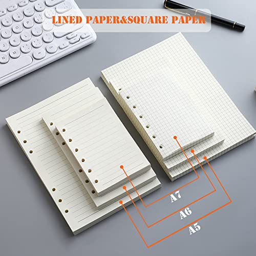 DY.2ten A6-135 Sheets (270 Pages) Graphic Paper Refills + 2 Zipper Pockets + 5 Dividers + Note Tabs + Ruler - color: A6 Lined Paper