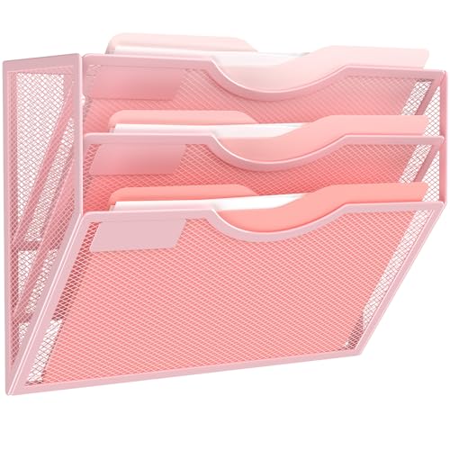 Kuntine.B Wall File Organizer Office Hanging Magazine Holder Wall File Organizer for Office Home - color: Pink, size: 3 Tier & No Hangers