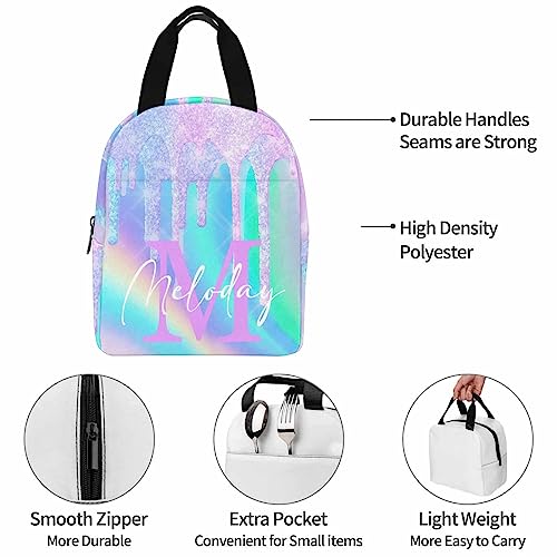 Customize Name Casual School Backpack for Kids, Personalized Rainbow Glitter Initial Schoolbag Shoulder Bag Custom Lunch Box Bag Travel Daypack for Students Boys Girls Back School Gifts Picnic - color: Multi 18
