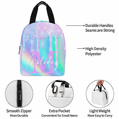 Customize Name Casual School Backpack for Kids, Personalized Rainbow Glitter Initial Schoolbag Shoulder Bag Custom Lunch Box Bag Travel Daypack for Students Boys Girls Back School Gifts Picnic - color: Multi 18