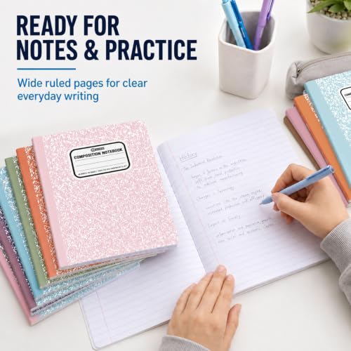 gisgfim 12 Pack Bulk Composition Notebook Wide Ruled, 12 Different Vibrant Colors, 96 Pages (48 Sheets), 9-3/4 x 7-1/2" Hard Cover Journal Notebooks for Studentsd,Classroom and Office(Groovy) - color: Groovy