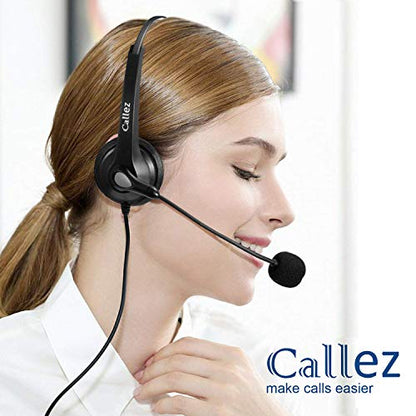 Callez USB Headset with Microphone Noise Cancelling & Audio Controls, Wideband Computer Headphones for Business UC Skype Lync Softphone Call Center Office, Clearer Voice, Super Light, Ultra Comfort