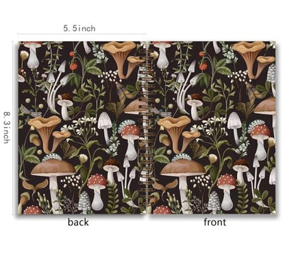 Mushroom Gifts Spiral Notebook Journal for Women, 5.5×8.3 Inch | Mushroom Gifts and Hardcover College Ruled Notebook for Offices Schools Classrooms - color: flower 6