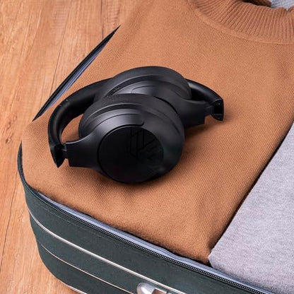 PowerLocus Bluetooth Headphones Over Ear, 50H Playtime with 4 EQ Modes Wireless Headphones with Microphone, HiFi Stereo Deep Bass, Soft Ear Cups, Foldable Lightweight Headset for Travel/Office/Workout - color: Black Line
