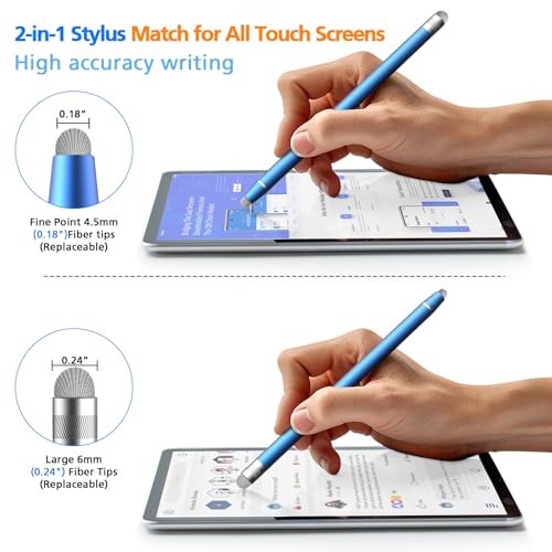 Stylus Pen for Touchscreen, 5 Pack Dual Fiber Stylus, High Sensitivity and Precision, Universal Stylus Pen for Android, Ipad,iPhone, Galaxy Microsoft Surface,Kindle All Capacitive Touch Screens - color: Black/Silver/Blue/Purple/Rose Gold