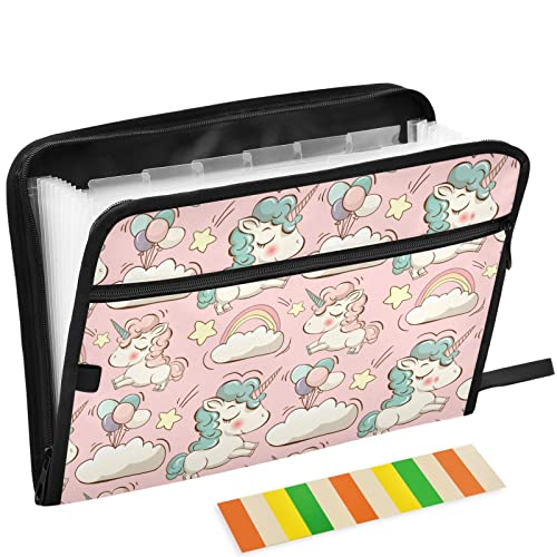 Rainbow 13 Pockets Expanding File Folder with Sticky Labels Accordion File Folder Document Organizer Letter Size A4 Papers Expandable File Keeper Pink - color: Multicolor 6