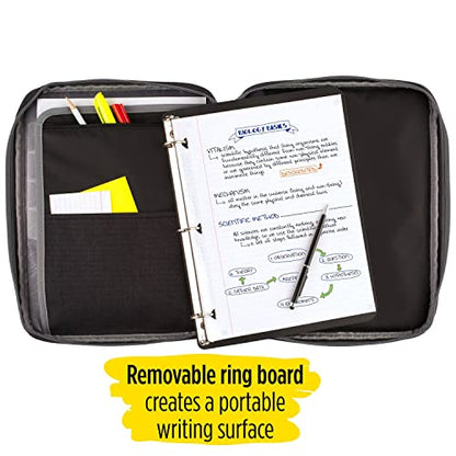 Five Star Zipper Binder, 1 Inch 3-Ring Binder with Round Rings, Carry-All with Pockets and 4-Tab Dividers, 375 Sheet Capacity, Black/Gray (29092IT8) - color: Black/Gray