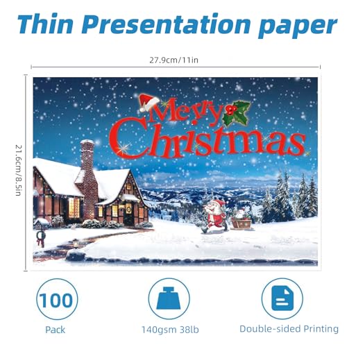 Uinkit 100 Sheets Thin Matte Presentation Paper Photo Double Sided 8.5x11 38lb 140gsm Printable on Both Sides Brochure Photos Picture Poster Playbill Flyer 6.5 Mil Coated for laser and Inkjet Printer - size: 8.5 x 11 x Matte