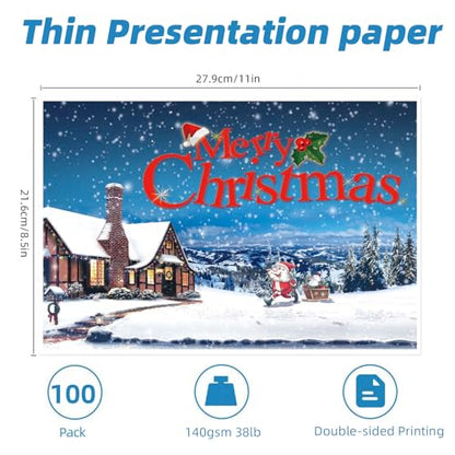 Uinkit 100 Sheets Thin Matte Presentation Paper Photo Double Sided 8.5x11 38lb 140gsm Printable on Both Sides Brochure Photos Picture Poster Playbill Flyer 6.5 Mil Coated for laser and Inkjet Printer - size: 8.5 x 11 x Matte