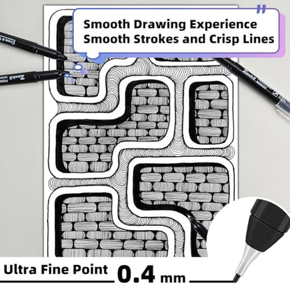 ZackZ Ultra Fine Point Permanent Black Marker, 0.4 mm Tip, 85 pack, Waterproof & Fade-Proof Ink, Quick Drying, Writing on Paper, Plastic, Metal, Glass - size: 1 Count (Pack of 85)