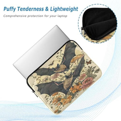 Goth Bat Flowers Laptop Sleeve 13 inch Cute Laptop Bag 14 inch Waterproof Computer Bag for Women Laptop Accessories Computer Cover Bag for Tablet Men, A06D24018 - color: Goth Bat Flowers