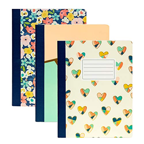 Pukka Pad, Carpe Diem Composition Notebooks - 3 Pack of Journals Featuring 140 Pages of College Ruled 80GSM Paper with Sturdy Cover Stock - 9.75 x 7.5in - Floral Love - color: Floral Love, size: 3 Pack