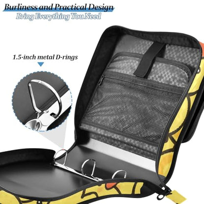 Zipper Binder Duck Pattern 3 Ring Binder with Shoulder Strap 500 Sheet Capacity Storage Organizer File Folder