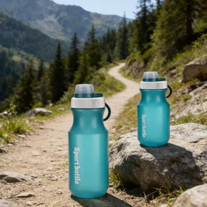 2 PCS Set Plastic Water Bottles, Sports Water Bottles with Leak-Proof Lid, Lightweight Reusable Water Bottles for Running,Gym, School, Travel, BPA Free,Leak Proof (Blue(13oz+20oz) - color: Blue(13oz+20oz）