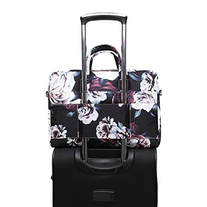 Red and White Rose Laptop Shoulder Messenger Bag Case With Rebound Bubble Protection for 15.6 inch-16 inch laptop - color: ‎red and White Rose(cushioned)