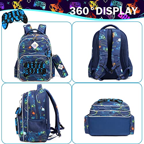 Backpack for Girls Elementary Preschool Kids Lunch Box for School - color: Boys Gamepad Bag