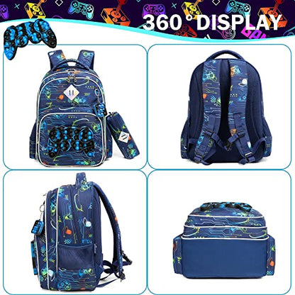 Backpack for Girls Elementary Preschool Kids Lunch Box for School - color: Boys Gamepad Bag