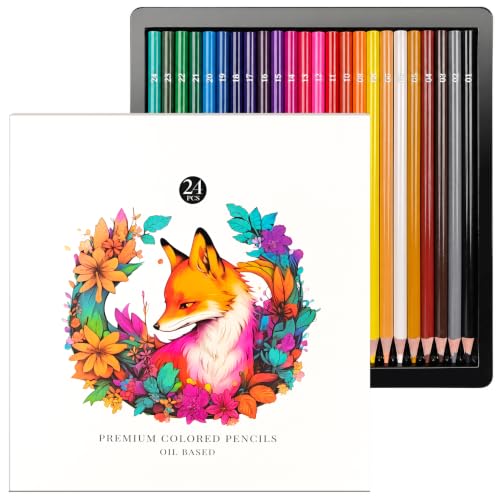 24 Count Colored Pencils for Adult Coloring Books, Coloring Pencil Set for Adults, Soft Core Drawing Pencils for Sketching, Blending, Layering & Shading, Art Supplies for Artists - color: 24PCS