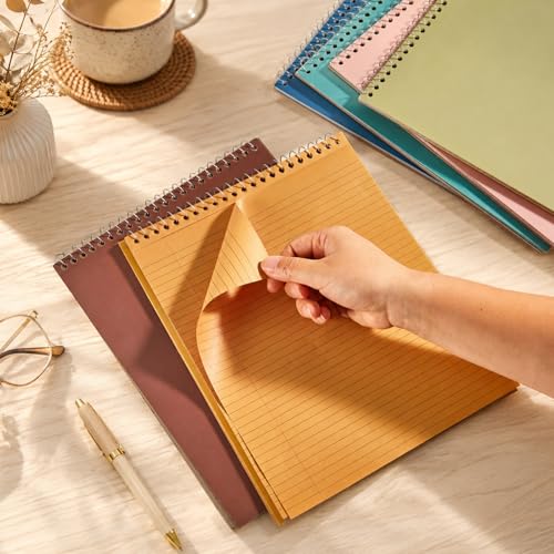 gisgfim 6 Pcs Boho Top Bound Spiral Notebooks 8-1/2" x 11" College Ruled Aesthetic Legal Pad Steno Pads Paper Notebook Wirebound Notepad for Writing School Office Business Supplies - color: Boho colorful