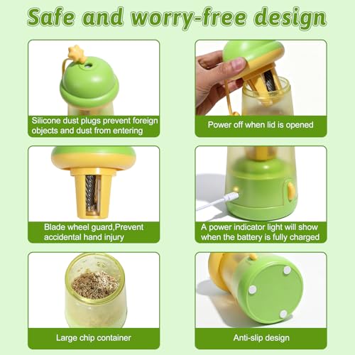 Rechargeable Electric Pencil Sharpener, 6-12mm Auto in & Out Fully Automatic Pencil Sharpener for Kids, Large Capacity Battery Powered, with Cartoon Stickers Ideal for Classroom & Home (Green) - color: Green