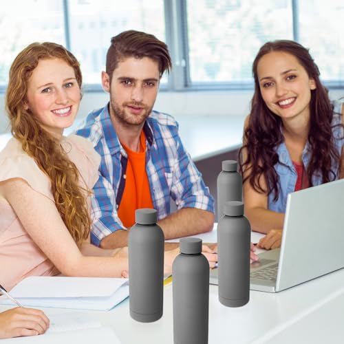 Bokon 10 Pcs Stainless Steel Water Bottle Bulk Teacher Employee Appreciation Gifts School Double Layer Vacuum 17 oz Small Mouth Sport Insulated Metal Reusable Flask Leakproof Lid - color: Dark Gray