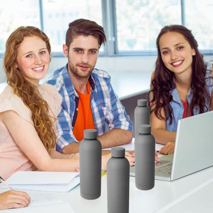 Bokon 10 Pcs Stainless Steel Water Bottle Bulk Teacher Employee Appreciation Gifts School Double Layer Vacuum 17 oz Small Mouth Sport Insulated Metal Reusable Flask Leakproof Lid - color: Dark Gray