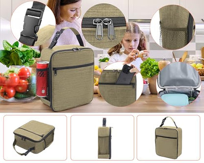 ZM-YOUTOO Lunch Box for Men - Reusable Lunch Bag Men Adult Women- Insulated Small LunchBox (Beige) - color: Beige