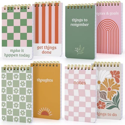 ZICOTO Aesthetic Pocket Notebooks Set Of 8 - Small 3x5 Spiral Notepads With Lined Pages For Women - The Perfect Little Mini Pads to Stay Organized and Boost Productivity at Work or School