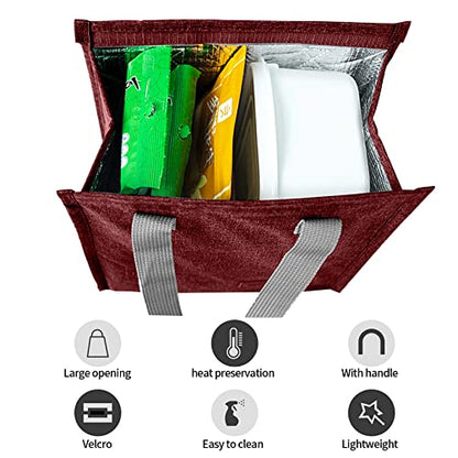 2Pcs Red Lunch Bag Insulated, Lunch Box Bag, Reusable Lunch Tote Bag | small lunch tote,tasty food lunch bag,small cooler bag,Lunch Box Container Bag Insulated for Women, Men, Work, Office, Travel - color: Red