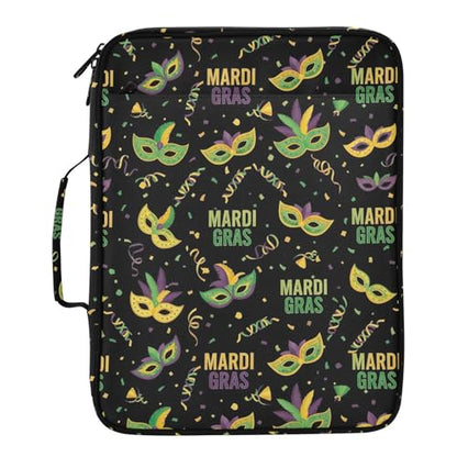 Heavy-Duty 3-Hole Ring System Notebook Case with 7-Pocket Expanding Section and Inner Stationery Pockets for Classroom Organization Colorful Carnival Black
