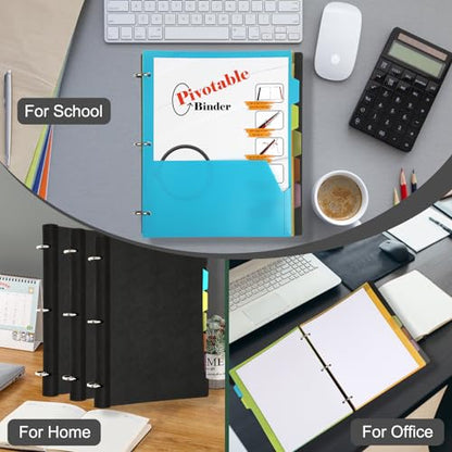 Pivotable Refillable Notebook, 3 Ring Binder Notebooks 1 Inch, Notebook with Dividers and Pockets, Folder Notebook, Flexible Binder, Soft Binders 3 Ring, Foldable Binder- Pink - color: 1 Pcs Pink