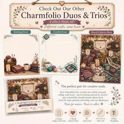Charmfolio Trios Pencil Eraser Ruler Binder Paper, 90-Sheet Cute Writing Paper Set, 8.5 x 11 College Ruled, 3-Hole Punched Loose Leaf Paper, Premium 24 lb Stationery for Back to School, Besties, BFF