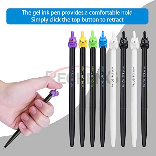Retractable cat Gel Ink Pens Fine Point 0.5mm for Journaling Smooth Writing Quick-dry No Bleed 12pack Black-Ink - style: Cat pens 12-PACK