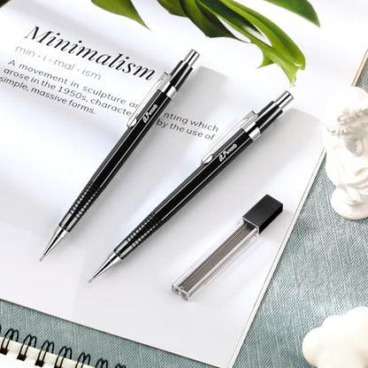 Outus 8 Pcs Mechanical Pencil Metal Retractable Automatic Drafting Pencils Refills for Writing Drawing Signature Sketching Illustration Student Teacher Appreciation Giftsn(0.5 mm,Black) - color: Black, style: 0.5 mm