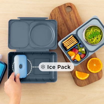 Omie OmieBox UP bento Box for Kids | Insulated Lunch Box | Leak Proof Vacuum Insulated Thermal Food jar | Cooler ice Pack | 2 Compartments (Graphite) - color: Graphite
