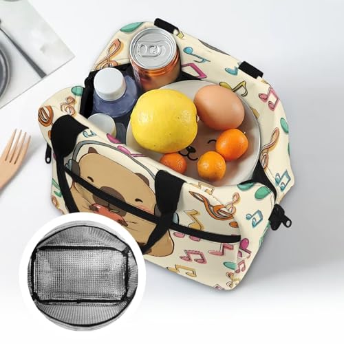 Capybara Simple Modern Lunch Box for Girls 4-6 Note Card Preschool Lunch Box Boys 6-8 One Piece Meal Bag for Kids 8-10 Kindergarten Toddler Children Elementary School Adjustable Strap - color: Note Card Capybara