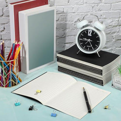 Handepo 100 Pack Black A5 Composition Notebooks Bulk 5"x8" Wide Ruled Kraft Soft Cover Journals, 60 Pages Composition Notebooks Bulk School Supplies for Students Classroom Office - color: Black, size: A5